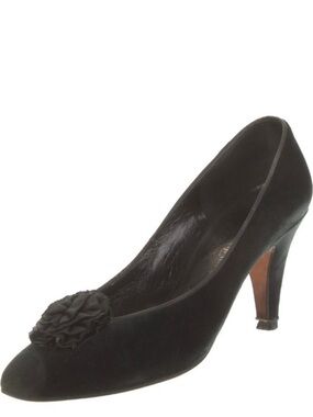 YSL - Black Velvet Women's Pump with rosette
